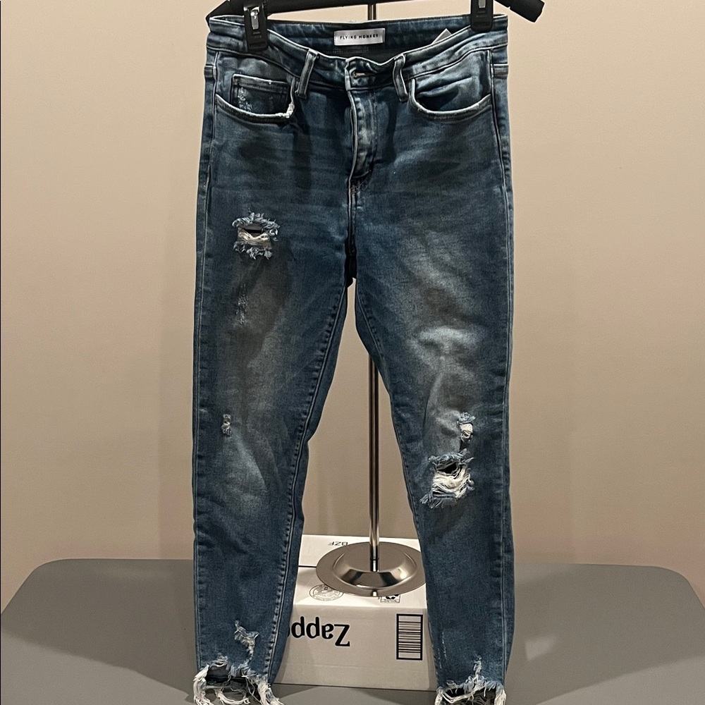 Flying Monkey Dark Blue Distressed Skinny Jeans